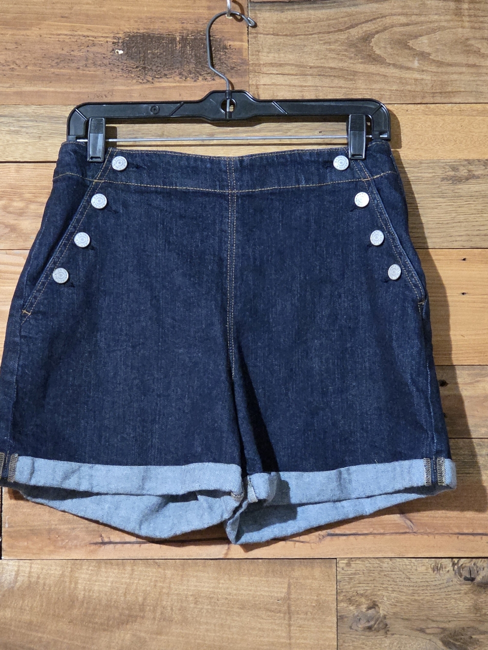 Banana Republic High Rise Dark Wash Denim Bermuda Shorts 8 29in 4 insean Cuffed